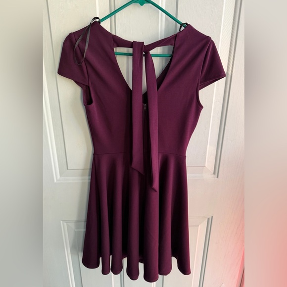 B.DARLIN Mini Dress Skater V-Neck Purple Size 5/6 - Picture 6 of 10